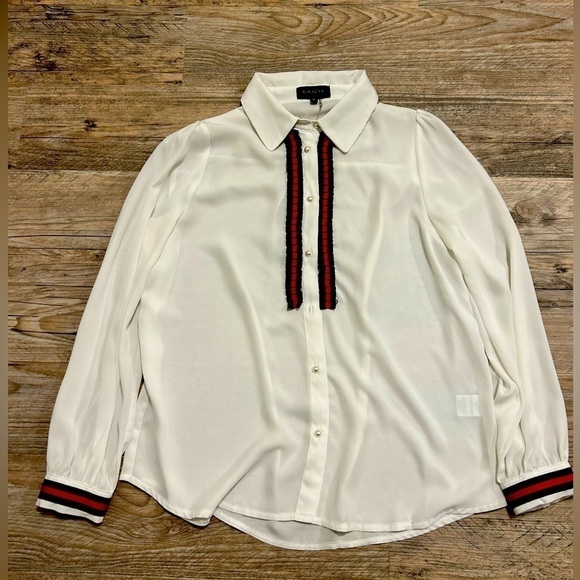 Gracia Tops - GRACIA Stripe Ribbon long sleeve blouse